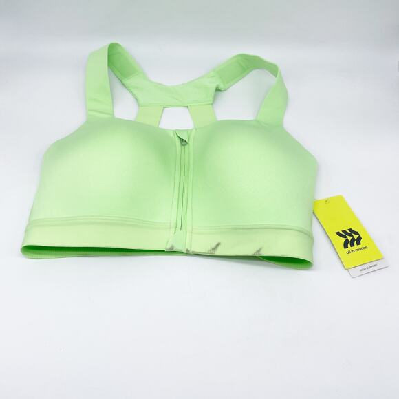 All In Motion Sculpt High Support Zip Front Sports Bra Light Green Size 36C - Picture 2 of 10